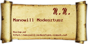 Manowill Modesztusz névjegykártya